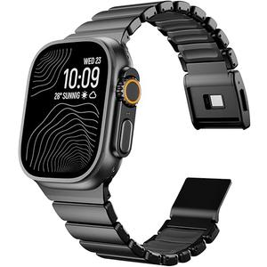 Magnetic Titanium Band Compatible with Apple Watch Ultra 3/2/1 Band 49mm Series 11 10 46mm 45mm 44mm 42mm SE 3/2/1 9 8 7 6 5 4,Luxury Silicone DualLayer Link For iwatch Men Women