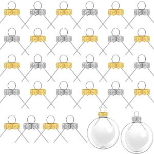 Round Ornament Cap Christmas Replacement Ornament Caps Gold Christmas Ornament Cap Sliver Christmas Hangers Caps for Christmas Porcelain or Glass Decoration DIY Decorations (100 Pieces)