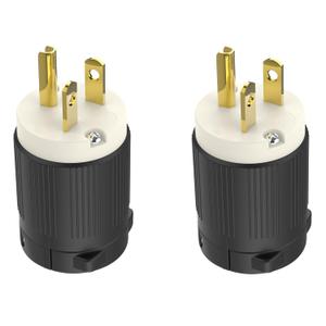 UL Listed NEMA 5-20P Male Electrical Plugs Drop Cord Cap Extension Cord Ends Replacement Connector Commercial Grade 3-Prong Straight Blade 20 Amp 110 120 125 Volt 2-Pole 3-Wire Grounding 2-Pack