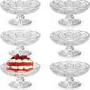 6 Pack Mini Glass Cake Plate, 4'' Dainty Glass Cake Serving Platter, Clear Dessert Display Stand Cat Bowl for Chocolate, Cupcake, Fruit, Wedding, Birthday, Dishwasher Safe