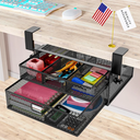 Under Desk Drawer Organizer No Drilling 2 Slide Out Drawer Under Desk Storage Drawer Clamp On Under Desk Management Drawer Organizer Suitable for Home and Office