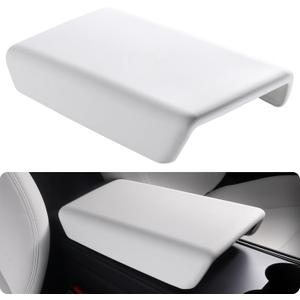 BASENOR 2025 Upgrade Tesla Model 3 Model Y Center Console Cover Non-Slip TPU Armrest Cover [No Logo] Protector Armrest 2017-2024 Tesla Accessories White (Not Compatible with 2024 2025 Tesla Model 3)