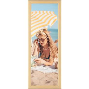 13x39 Wood Frame, Rustic Natural Wooden 39x13in Poster Picture Frame, Modern Beige Woodgrain 13 x 39inch Gallery Wall Photo Frame with HD Plexiglass, Horizontal Vertical Wall Mounting Display 1pcs