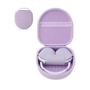 Case for Apple Airpods Max Headphones, Travel Portable Headphone Hard Case Cover Bag, Mesh Pouch with Zipper for Charger and Accessories (Purple)