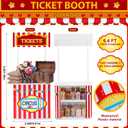 Capoda Large Carnival Ticket Booth Standup Kit, 3D Life Size 6.4 Ft Circus Party Decorations Red White Striped Ticket Pop Up Bar for Birthday School Fair Theater Party Supplies