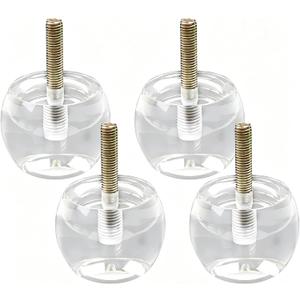 Clear Acrylic Furniture Legs, 1.9 Inch Height Lucite Sofa Feet with M10 Bolt & Flange Nut, Modern Cabinet Risers for Table, Couch, Bookcase, Nightstand, 4Pcs Replacement Legs