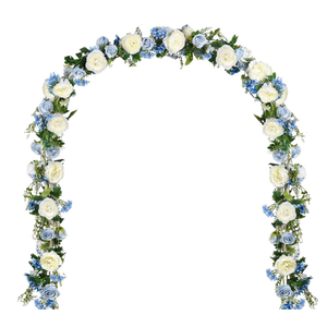 2 Pack Artificial Peony Flower Garland - 6ft Silk Peony Garland Flowers Vine Blue and White Peony Silk Flowers for Wedding Arch Party Table Decoration (Blue)