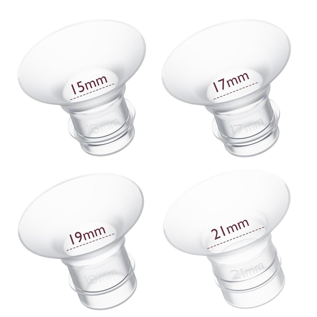 Momcozy Flange Insert 15/17/19/21mm Compatible with 24mm Flange/Shield of Most Pumps, Insert for Breast Pump Replacement Accessories, 4PCS (Transparent)