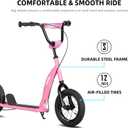 JOYSTAR Kick Scooter for Kids 5+ Teens & Youth, Lightweight Kids Scooter with Adjustable Handlebar, 2 Wheel Scooter for Boys & Girls, 12" Inflatable Wheels Rear Drum Brakes