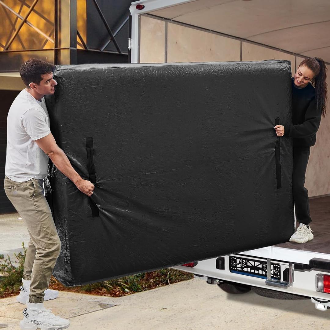 Mattress Bags for Moving, BETU Mattress Protector Waterproof Mattress Cover Queen Size Storage Bags with 8 Heavy-Duty Handles and Zipper for Bed Extra Thick Large Reusable(2 Pack, 82"x62"x15" Black)