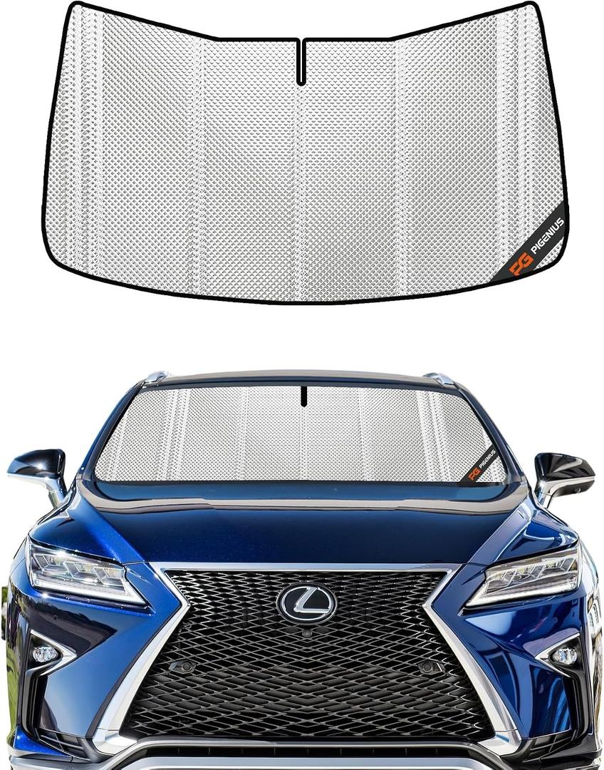 Pigenius Windshield Sun Shade for Lexus RX350/RX450h 2016-2022, RX350L/RX450hL 2018-2022. Full Coverage Rearview Mirror Shade for Ultimate Protection