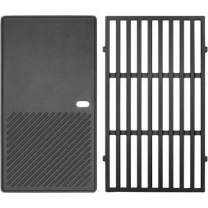 BBQ-PLUS 7637 Grill Grate and Griddle Replacement for Weber Spirit E210 E220 S210 S220,Cast Iron Grill Replacement Parts for Weber Spirit II & Spirit 200 Series Grill