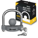 RETRUE Universal Coupler Lock Trailer Locks Ball Hitch Trailer Hitch Lock Adjustable Security Heavy-Duty Steel Fits 1-7/8 Inch, 2 Inch, 2-5/16 Inch Couplers, Grey