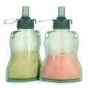 Haakaa Yummy Pouch Reusable Baby Food Pouch, Reusable Pouches for Toddlers Kids Squeezable Pouch, Washable Freezer - Make Homemade Organic Food for Babies/Toddlers, 4 Oz, 2 Pack, 6m+ (Pea Green)