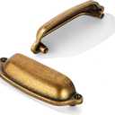 khtumeware 10 Pack 3 Inch(76mm) Bin Cup Drawer Pull,Antique Brass Cabinet Pulls Kitchen Cabinet Hardware, Furniture Pulls for Bathroom Cupboard Drawer Handles Dresser Pulls.