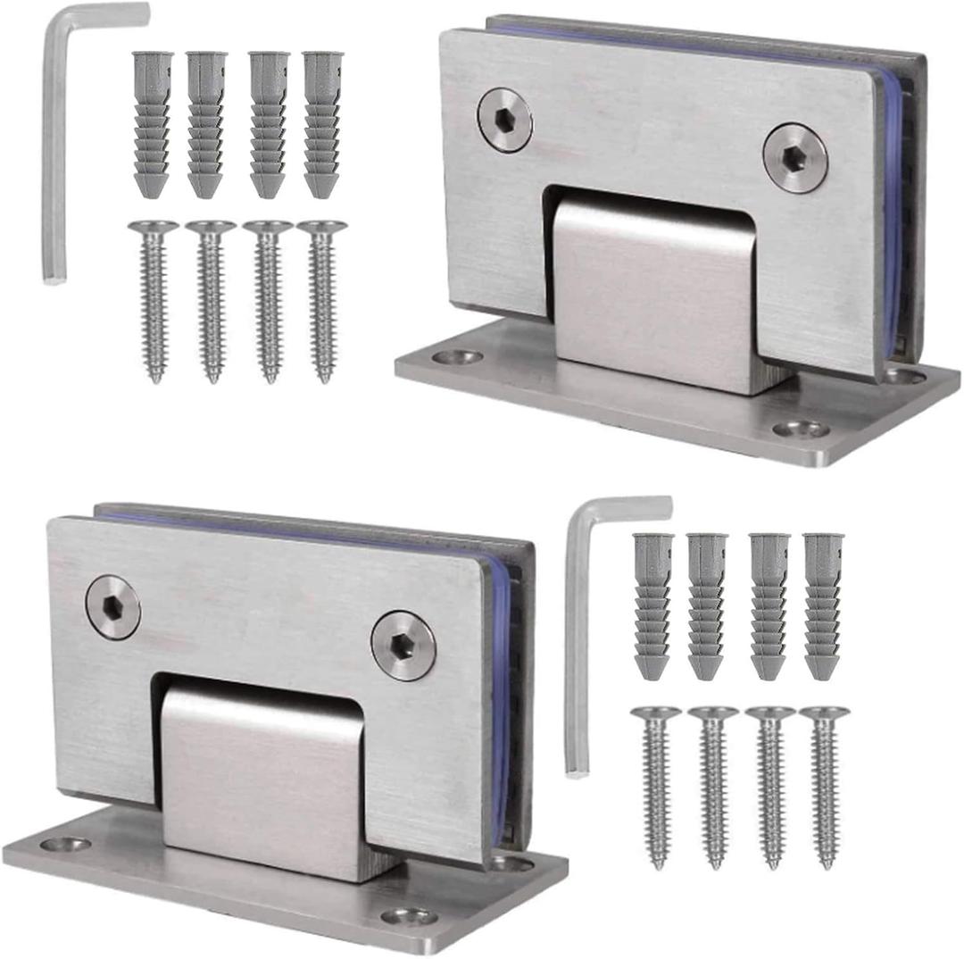 KAFENDA 90 Degree Shower Door Hinges, Heavy Duty Frameless Glass Door Hinges Stainless Steel Bathroom Gate Clamp for 8-12 mm Toughened Glass, Rust & Corrosion Resistance