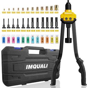 Rivet Nut Tool Rivet Nut Kit, 16" Rivnut Tool Kit with 13 Metric & SAE Mandrels Rivet Nut Assortment Kit with 130 Rivet Nuts, Hand Riveters Nutsert Tool Kit with Durable Blow Molded Case (Black)