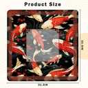 Red and Black Japanese Mahjong Mat for Table, Traditional Asian Red Koi and Cherry Blossom 31.5" x 31.5" Non-Slip & Noise Reduction Mahjong Mat for Poker Dominoes Cards & Board Games