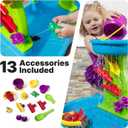 Step2 Rain Showers Splash Pond Water Table, Kids Water and Sand Activity Sensory Playset, Summer Outdoor Toys, 13 Piece Water Toy Accessories, For Toddlers 1.5+ Years Old, Blue & Green