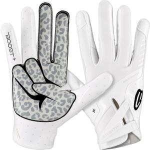 Grip Boost Football Gloves - Peace Stealth 6.0 Boost Plus Sticky Technology - Adult and Youth Football Gloves for Wide Receiver - Men's and Boys Sizes (Large, White/Black)
