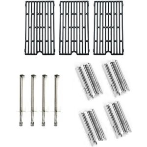 Repair Kit for Vermont Castings VCS5010, VCS5016, VCS5026, VCS5036, VCS6005, VCS6006, Gas Grill Includes 4 Burner, 4 Heat Plates, Set of 3 Porcelain Cast Iron Cooking Grill Grids