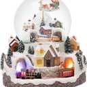 Triple Revolving Illuminated Train Musical Village Winter Scene Flying Santa Snow Globe (Winter Wonderland)