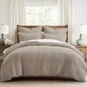 Levtex Home Mills Waffle King Duvet Cover Set (106x94in) with 2 Pillow Shams (36x20in) - Beige Fawn - Cotton King Size Duvet Cover Set - Soft, Pre-Washed