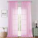 Lecloud Light Pink Sheer Curtains 108 Inches Long 2 Pcs, Airy Light Filtering Rustic Farmhouse Curtains for Bedroom, Dual Rod Pocket Solid Color Living Room Decor Drapes, Each Panel 59" W x 108" L