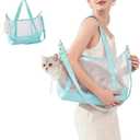 Visible Comfort Cat Sling Carrier for Small Cats 3-8lb,Mesh Dog Sling for Small Dogs and Cats-Light & Breathable Cat Carrier Pouch,Soft Puppy Purse with Adjustable Shoulder Strap(Mint Green)