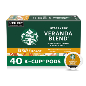 Starbucks K-Cup Coffee Pods, Starbucks Blonde Roast Hot or Iced Coffee, Veranda Blend, 40 Keurig Pods BB 12 feb 2026