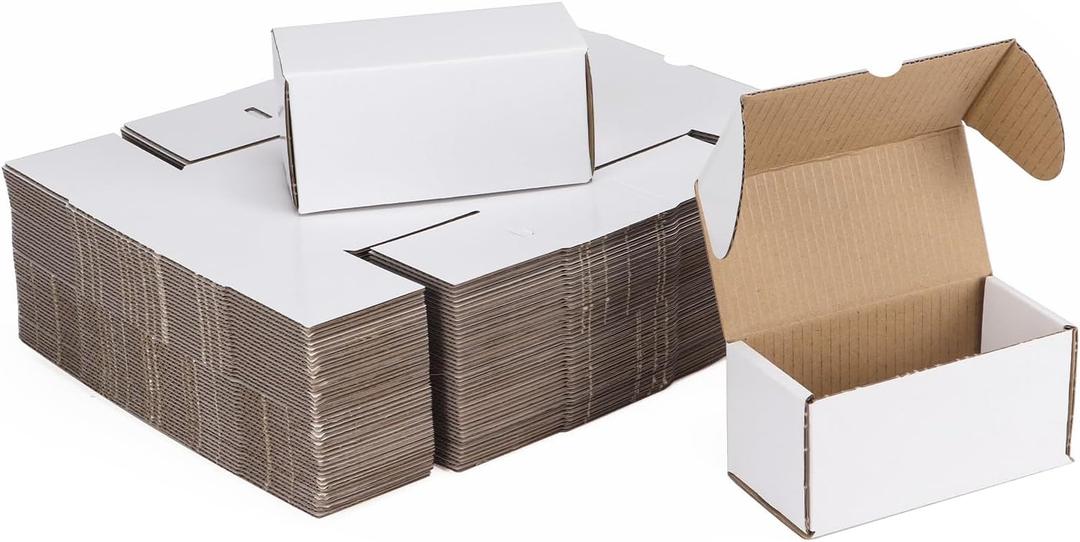 ZBEIVAN 4.6x2.2x2.2 White Shipping Boxes Set of 100, Corrugated Cardboard Mailer Boxes for Packaging Small Business Mailing Gifts