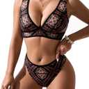 Two Piece Bathing Suit for Women Tummy Control Swimsuits High Waisted Bestselling Bikini Sets Floral Push Up Top (S)