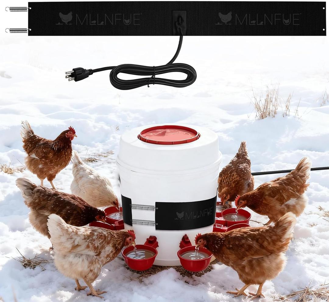 Thermo Bucket Belt Heater with 6.5ft Power Cord for 2-5 Gallon Buckets Chicken Water Heater Automatic Freeze Protection for Poultry Waterers in Winter