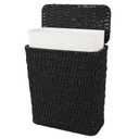 Coeusy 3 Gallon Paper Rope Bathroom Trash Can, Small Wicker Trash Cans with Lid and Liner, Woven Rattan Narrow Waste Basket for Bedroom, Office, Black