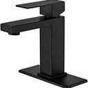 Modern Matte Black Bathroom Faucet Single Hole， Single Handle Bathroom Sink Faucet Stainless Steel Commercial Bathroom Faucet with Deck Plate 1 or 3 Hole Kohonby (Matte Black)