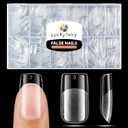 Short Square Nail Tips Full Cover 360pcs Pre-buff Short Square Fake Acrylic Nails Half Matte Clear False Nail Tips for Nail Extension DIY Gelly Tips, 12 Sizes Luckyfairy