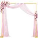 Wokceer 8x8FT Backdrop Stand Heavy Duty Pipe and Drape Kit with Base, Square Adjustable Backdrop Stand for Wedding Birthday Party Photo Booth Background Photography Exhibition Decoration (Gold)