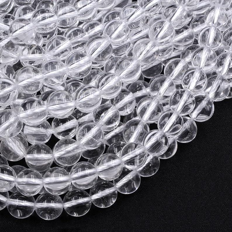 Zenkeeper 116 Pcs Clear Quartz Beads for Jewelry Making 6 MM Clear Quartz Gemstones Loose Stone Beads