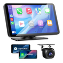 Wireless Apple Carplay and Android Auto Screen for Car, 7" HD Portable Touch Screen Car Stereo with Bluetooth, Backup Camera, Navigation, Mirror Link for All Vehicles