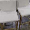 Nathan James Gracie Modern Bar Stool with Back, Cushioned Bar Height Stool with Natural Flax Upholstery and Brushed Wooden Legs, Natural Flax/Brown, Set of 2 (Medium Brown/Beige)