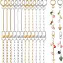 24 Pcs Keychain Making Kit Keychain Charms Making Kit Swivel Hook Lobster Claw Clasps Extender Chain for DIY Craft Lip Gloss Jewelry Keychains Bags Accessories Gift (Gold and Sliver)