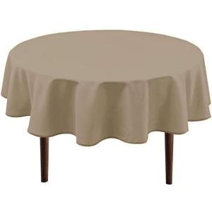 Hiasan Round Tablecloth 50 Inch - Waterproof Stain Resistant Spillproof Polyester Fabric Table Cloth for Dining Room Kitchen Party, Taupe