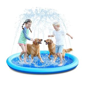 SLOOSH 157" Non-Slip Splash Pad Sprinkler - Outdoor Water Toys Play Mat for Toddlers Kids Dogs, Outside Thickened Sprinkler Pool Party Durable Backyard Fountain for Girls Boys Pets (157In, Blue)