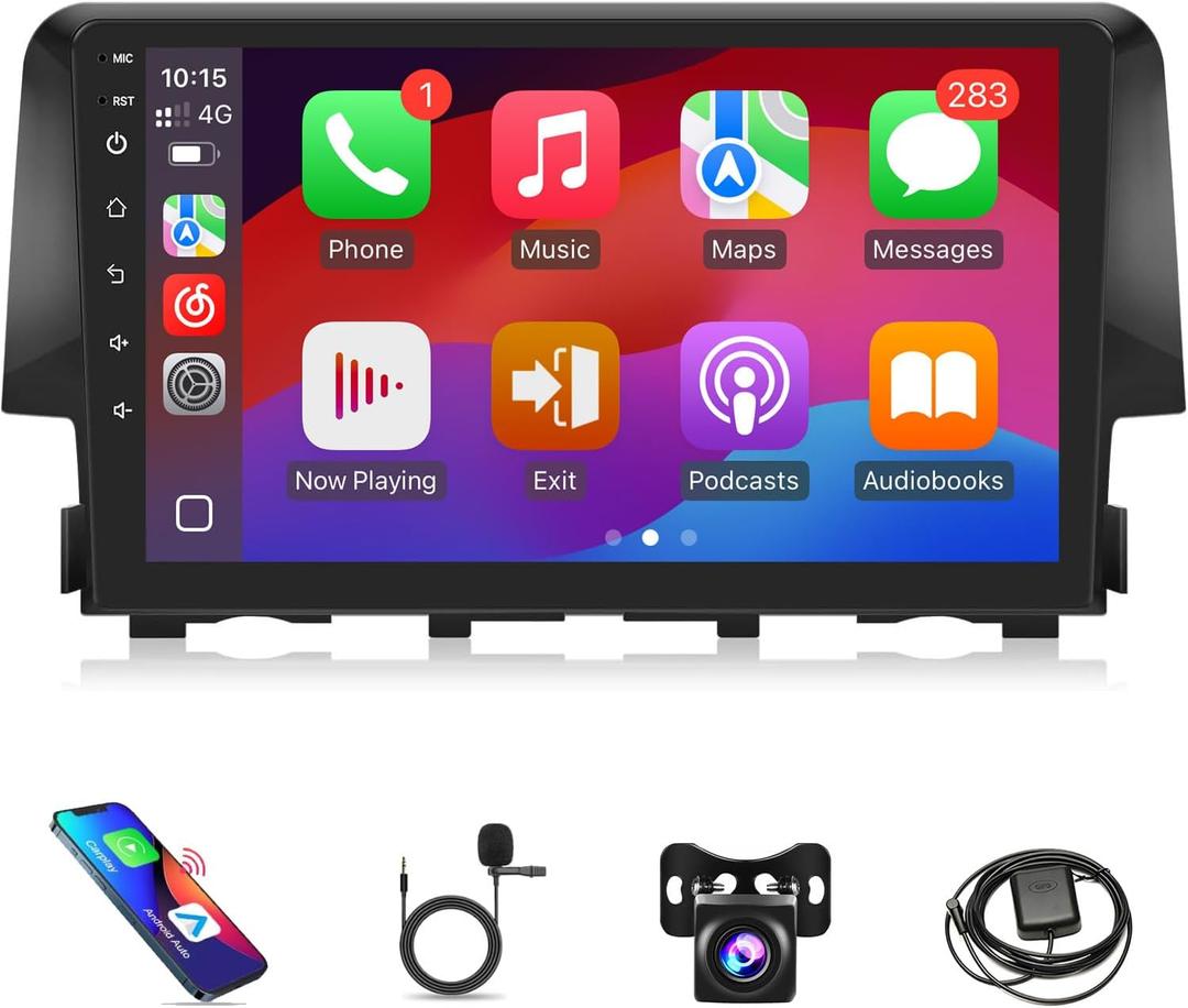 Leadfan Car Play Radio for Honda Civic 2016 2017 2018 2019 2020 2021 Car Stereo Apple Carplay & Android Auto, 9" IPS Touchscreen for Civic GPS Navigation WiFi BT FM/RDS Receiver Rear Camera (Fit JBL)