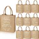 SATINIOR 10 Pcs Christian Burlap Tote Bags Reusable Blank Jute Burlap Religious Grocery Bag with Handle DIY Bible Verse Bags Waterproof Canvas Easter Gifts for Women Vacation Bible School