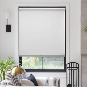 MYshade Free-Stop Cordless Roller Shades for Windows Room Darkening Roller Shades & Blinds Same Color Both Sides Fabric Pull Down Shade for Home Office Indoor Easy to Install White(36.5" W X 72" H)