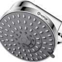 High Flow Filtered Shower Head, HOPOPRO 5 Modes High Pressure Fixed Showerhead with Filter, 2-In-1 Shower Head Filter for Hard Water, Remove 99% Chlorine, Improves Skin Hair Condition (6 Inch Silver) (Chrome)