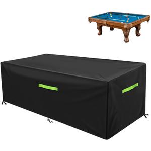 GEMITTO 7/8/9 ft Pool Table Cover, Waterproof Billiard Cover Polyester Fabric for Snooker Billiard Table (102x53x32in) Black