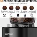 SOWTECH Conical Burr Coffee Grinder, Adjustable Electric Mill, 38 Precise Grind Settings, Precision Timer, for Espresso, Drip and French Press, Home &Office, Beige