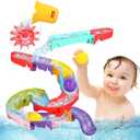 Fajiabao Toddler Bath Toys for Kids Ages 1-3 3-5 Bathtub Toys DIY Slippery Slide Track Fun Baby Shower Toys Birthday Gifts for Boys Girls Bath Time 1 2 3 4 5 6